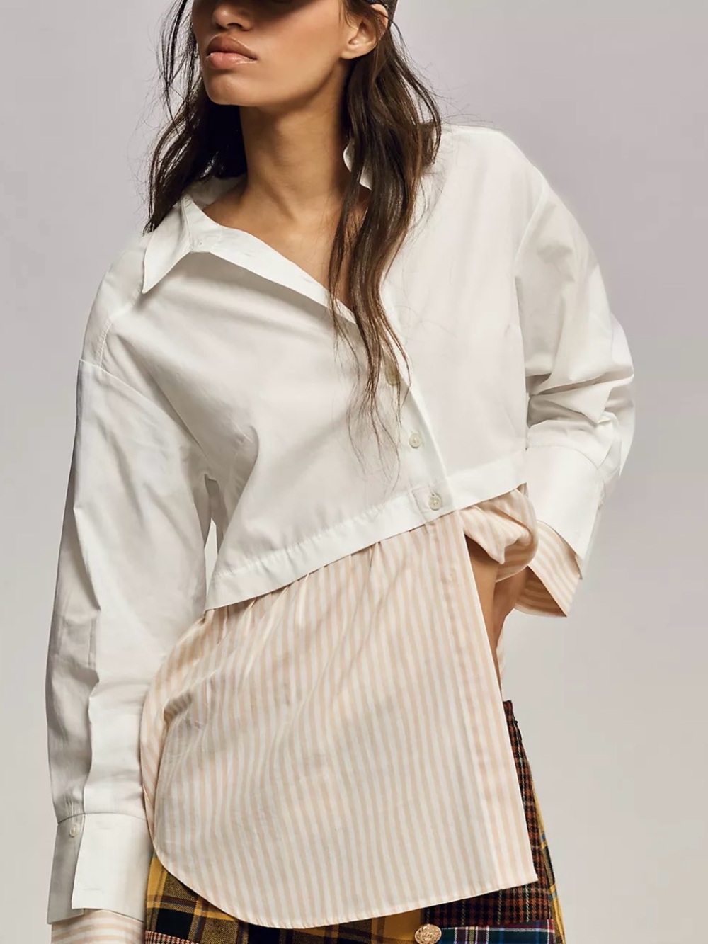 Anthropologie Twofer Layered Buttondown Shirt—Lagenlook—Boho—NWT—XS—BEAUTIFUL